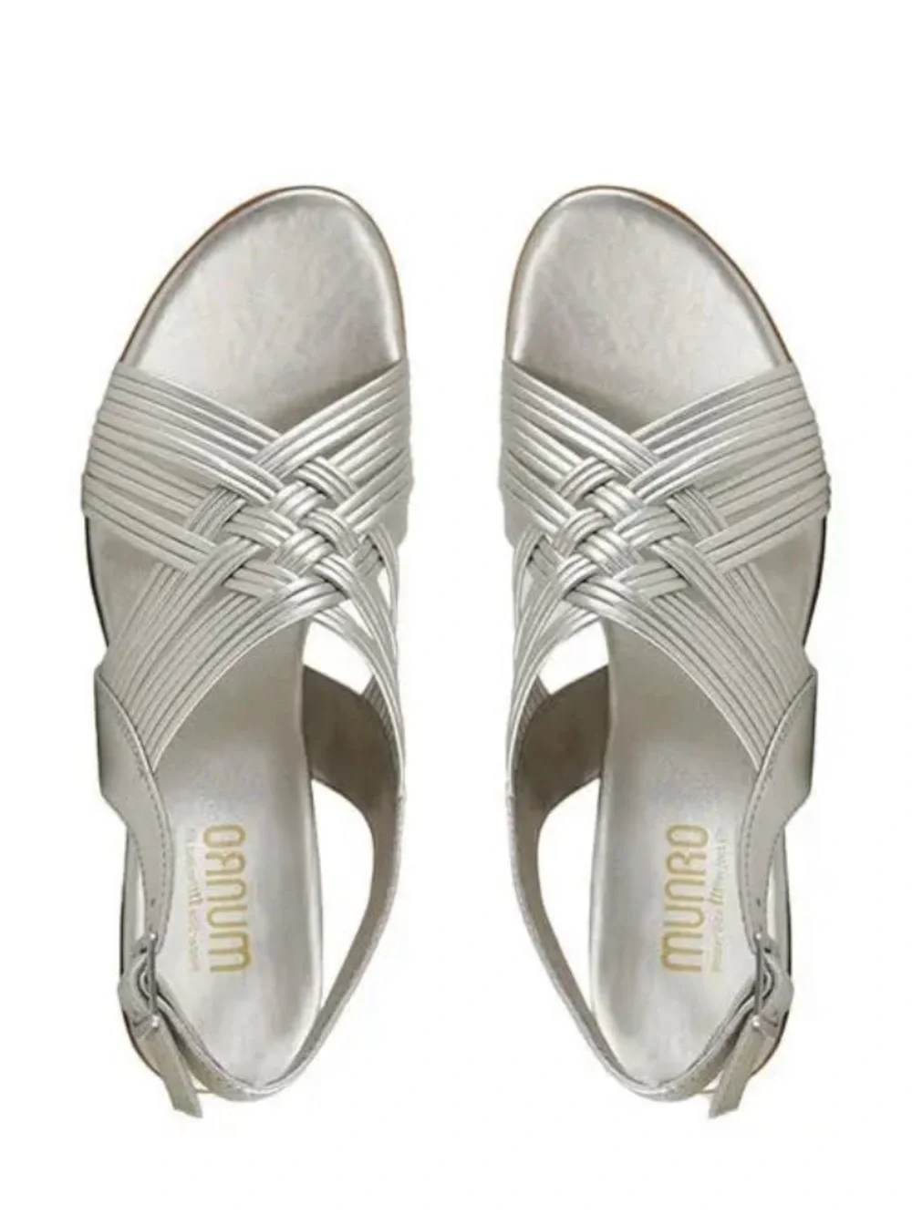 Munro Marianna Gold Silver Strappy Low Heel Sandals - Women size 10 SS